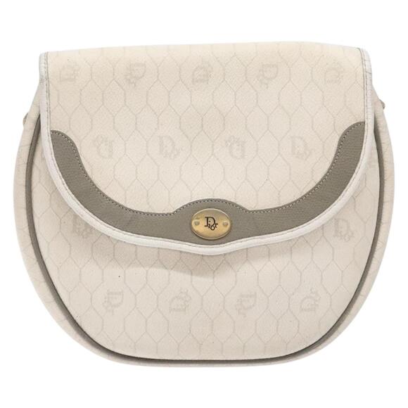 DIOR Honeycomb Canvas Shoulder Bag Pvc White Gold - Picture 2 of 13